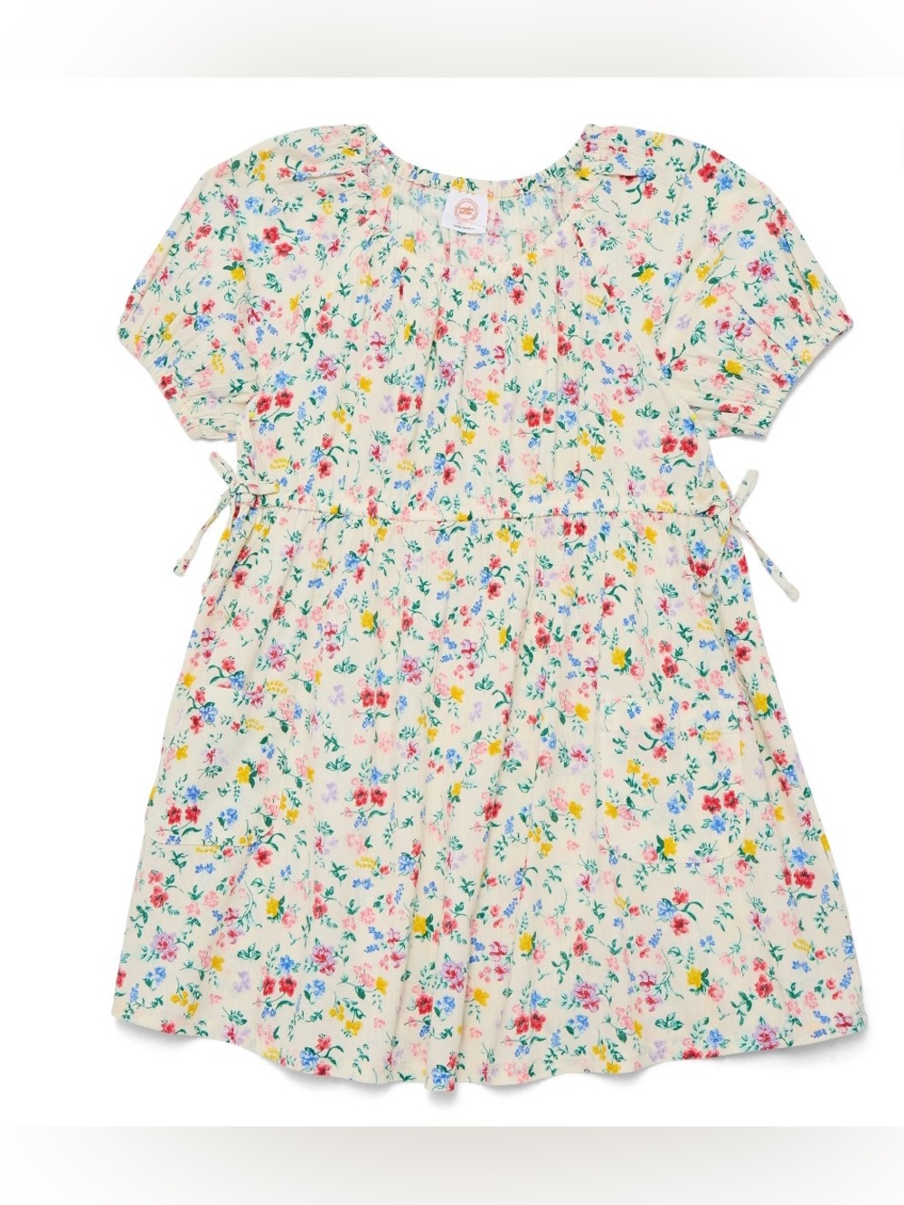 NWT Wonder Nation Floral Cotton Smocked Tie Waist‎ Dress Girls S 6-7 Pockets